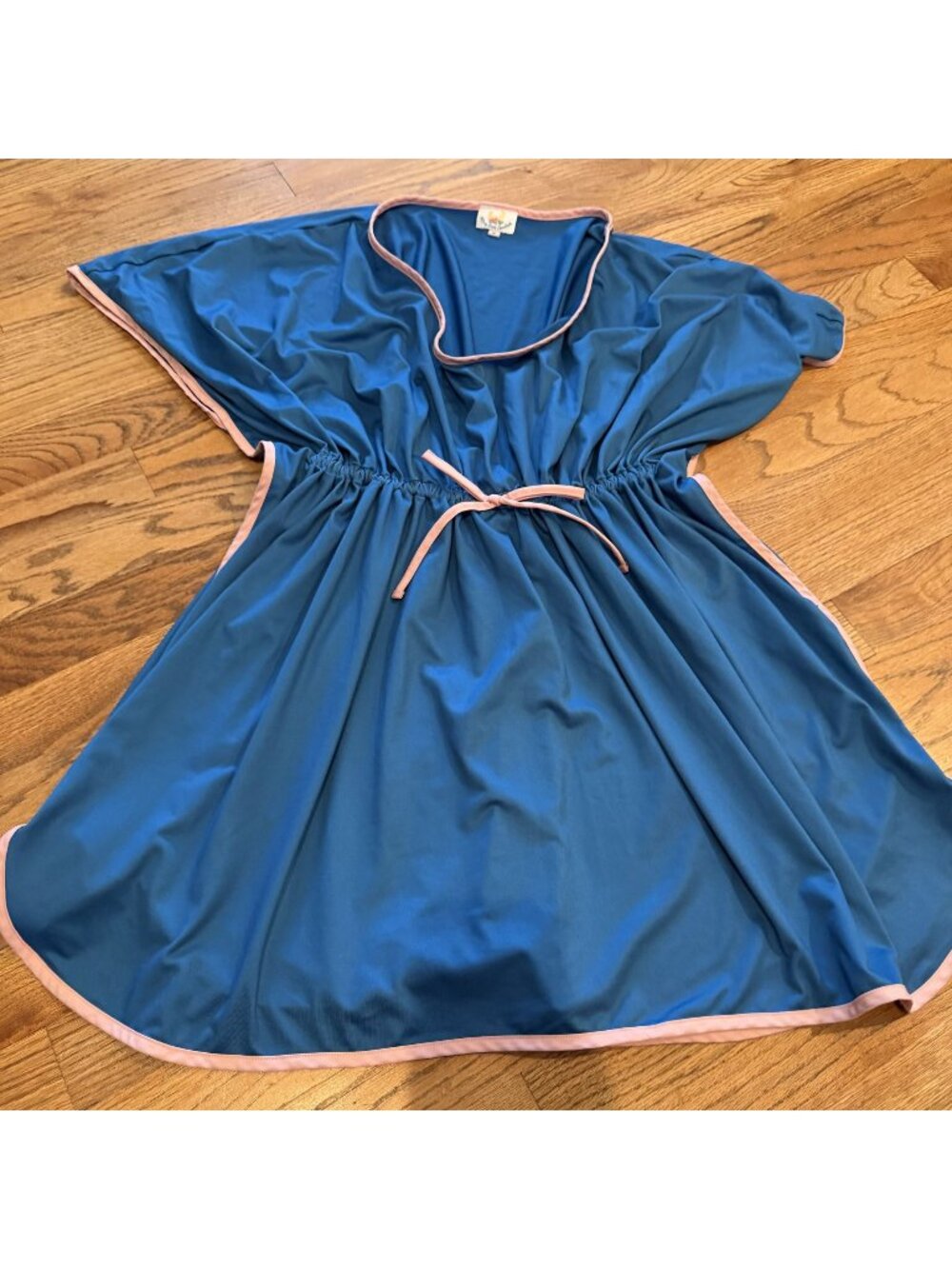 Busy Bees Smock Blue Pink Romper Medium Swim Cover
